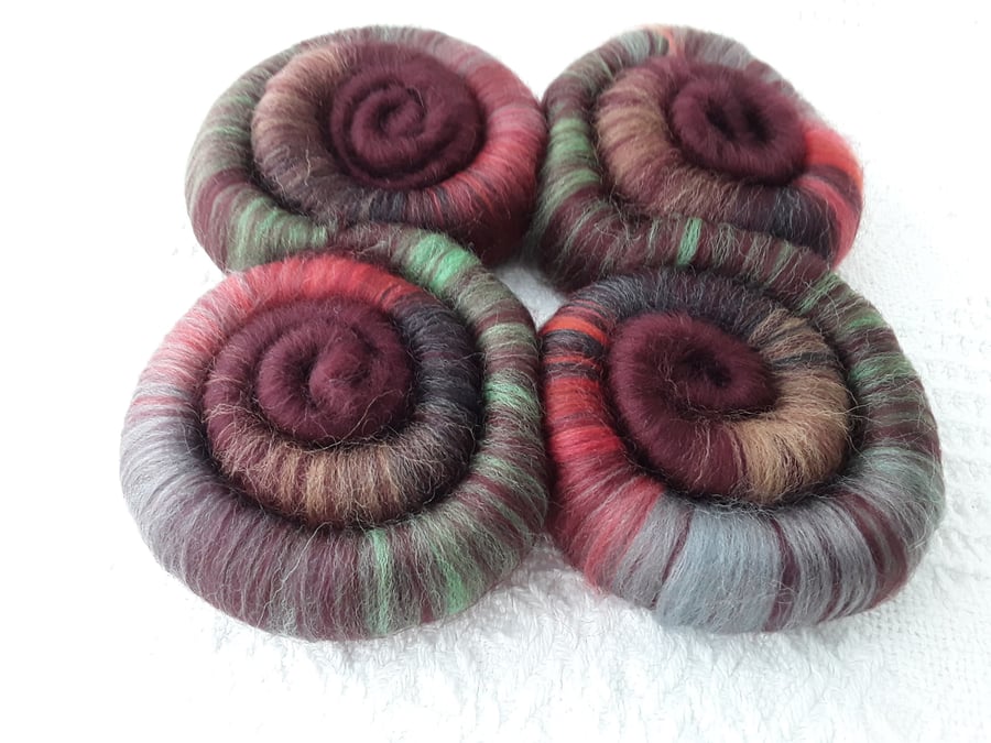 'Autumn across the Valley' Wool Rolags, hand pulled 100 grams