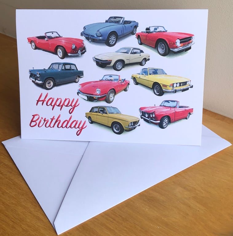 Triumph Classic Cars - Greeting Cards - Birthday, Christmas etc