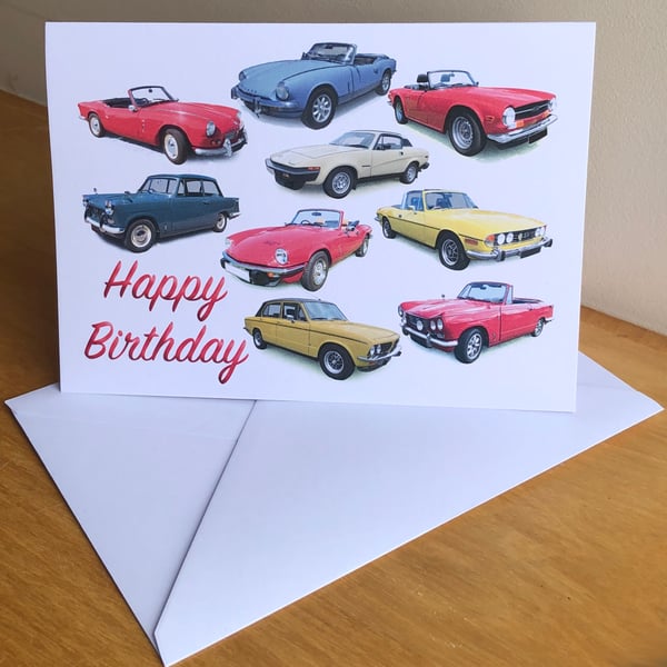 Triumph Classic Cars - Greeting Cards - Birthday, Christmas etc