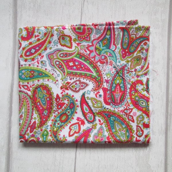 One Fat Quarter of Makower 'Monsoon' Pink Paisley Quilting Cotton