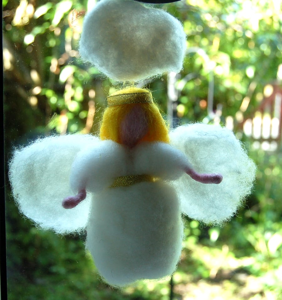 Guardian Angel Nursery Hanging Decoration, needle felt angel - reclaimed heart