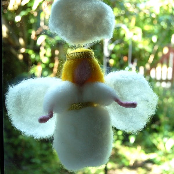 Guardian Angel Nursery Hanging Decoration, needle felt angel - reclaimed heart