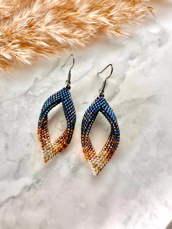 Peyote Drop Earrings - Midnight Hours