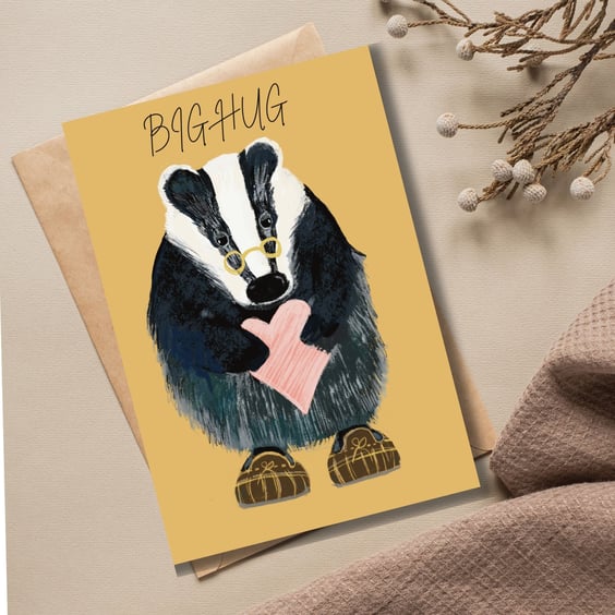 Animal badger cute card blank card