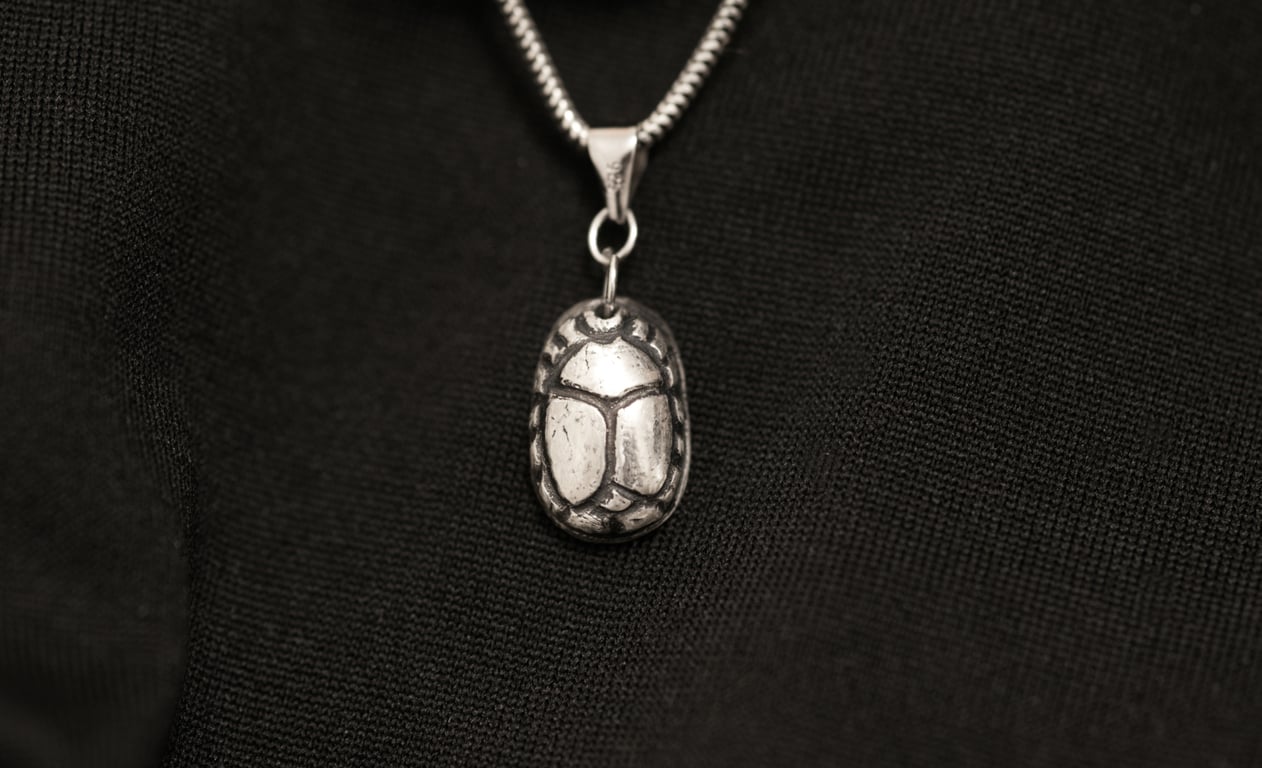 Mini Handmade Sterling Silver Scarab Pendant – Ancient Egyptian Symbol