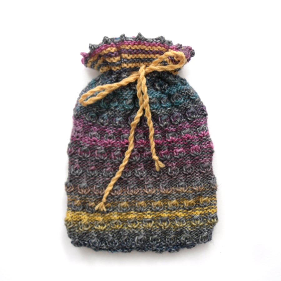 Multi coloured textual winter Hot water bottle cover 