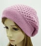 Handmade pale pink beret for women, knitted alpaca beanie hat - Image 3
