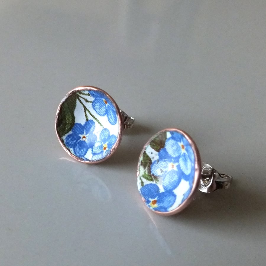 Forget me not enamelled earrings