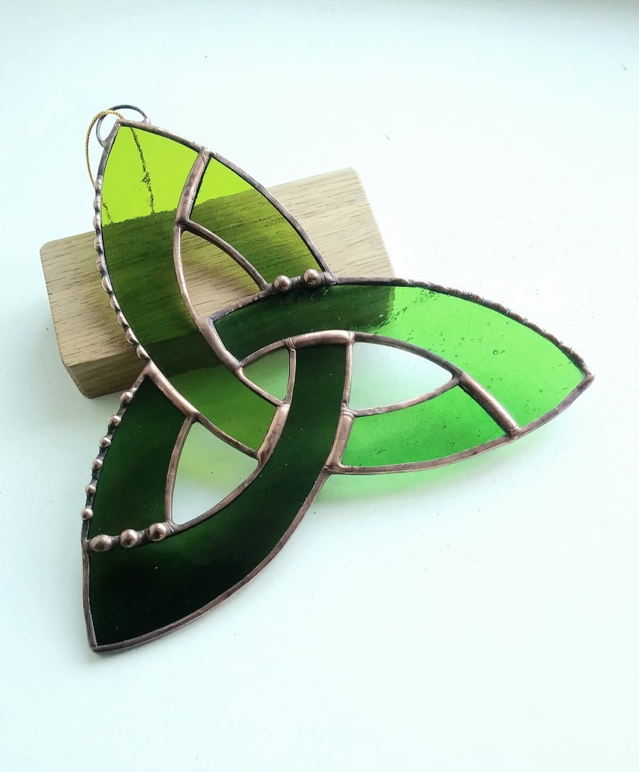 Stained Glass Triquetra - Green