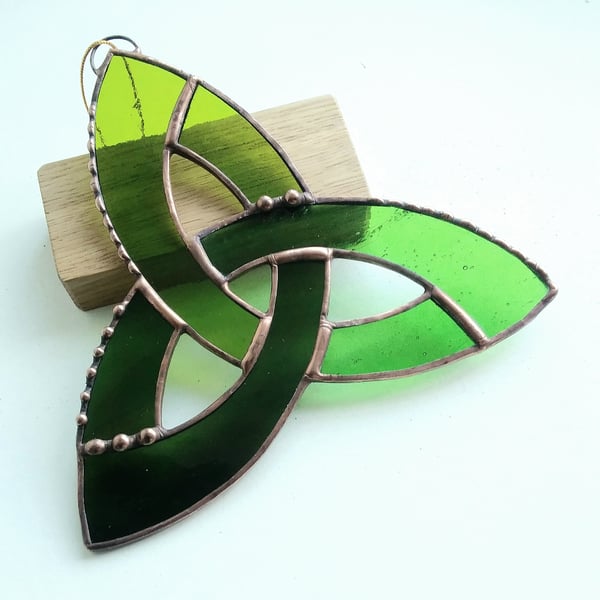 Stained Glass Triquetra - Green