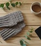 Handmade Chunky Crochet Fingerless Gloves, Double-Strand Texting Mittens, Vegan  - Image 2