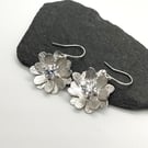 Sparkle flower drop earrings sterling silver