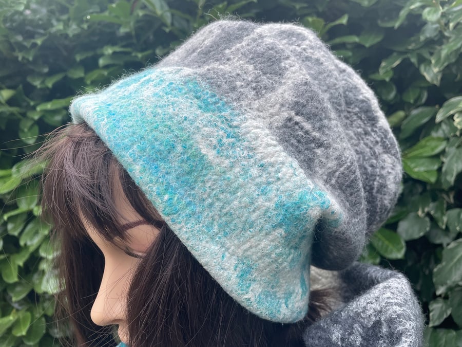 Unique Hat felted from organic British Wool, wet felted handmade in UK