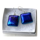 Luxury Dichroic Earrings Fused Glass L014 Sterling Silver hooks