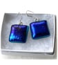 Luxury Dichroic Earrings Fused Glass L014 Sterling Silver hooks