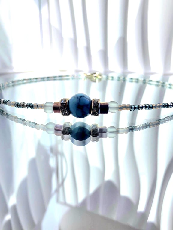 Dainty Howlite Beaded Necklace Colourful Jewellery Statement Choker Handmade UK 