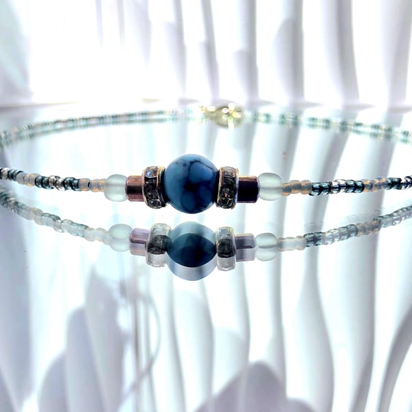Dainty Howlite Beaded Necklace Colourful Jewellery Statement Choker Handmade UK 