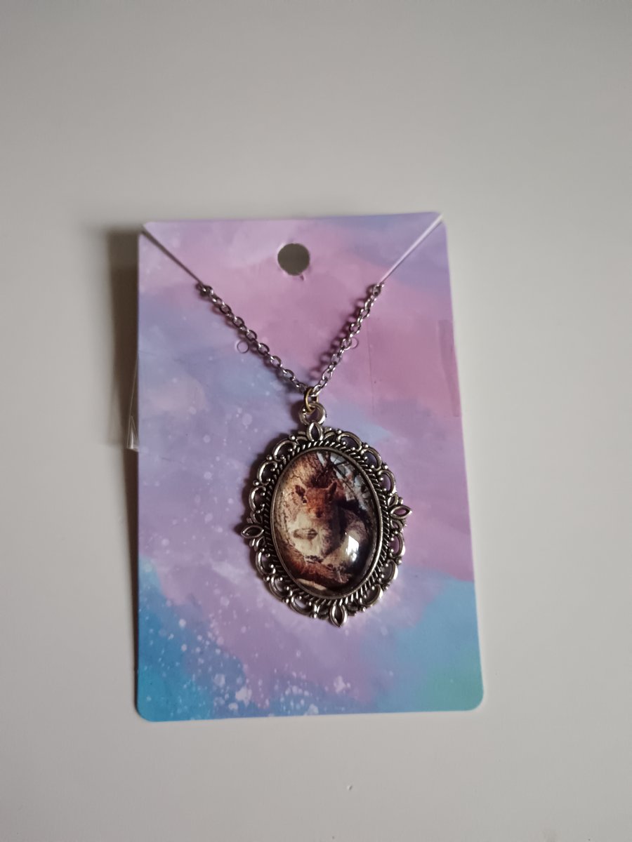 Beautiful squirrel photography bronze filigree pendant necklace