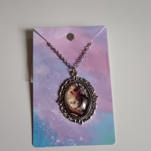 Beautiful squirrel photography bronze filigree pendant necklace