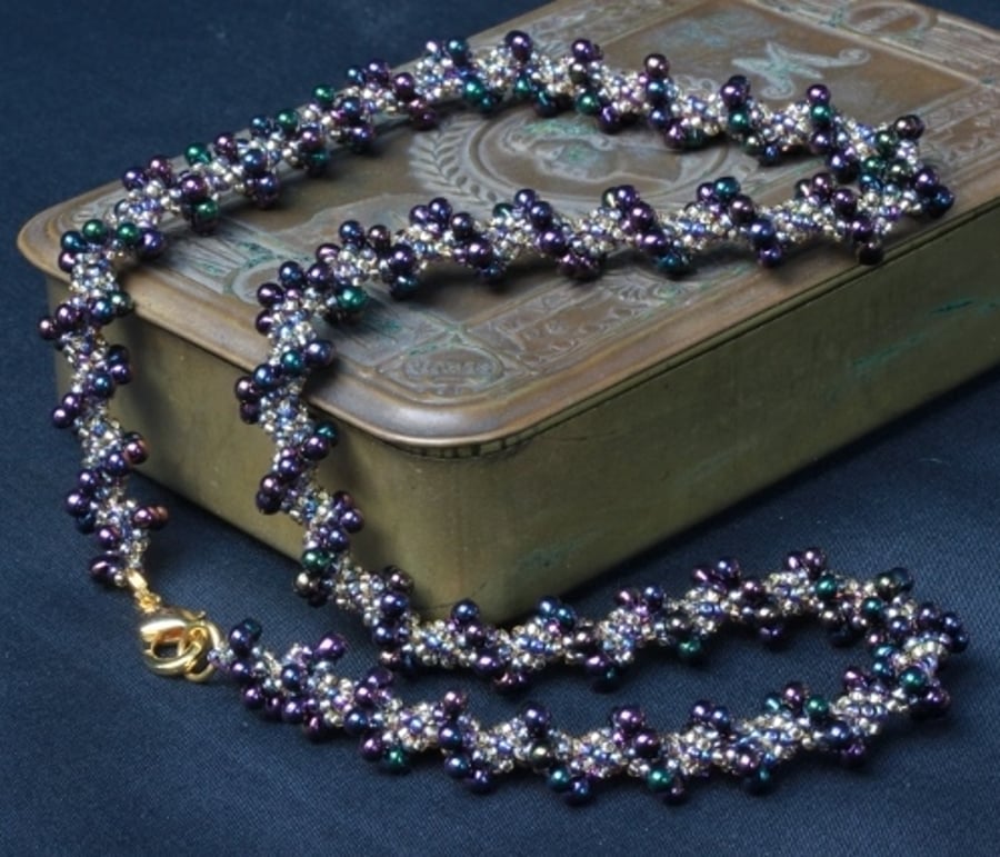 Purple Iris Spiral Necklace