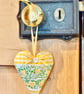 YELLOW BRIAR ROSE HEART DECORATION - with lavender - Image 2