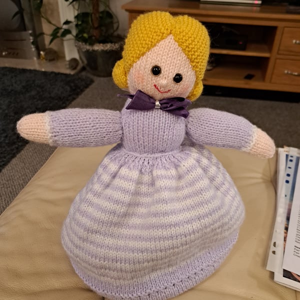 Handmade  Hand Knitted Topsy Turvy Doll