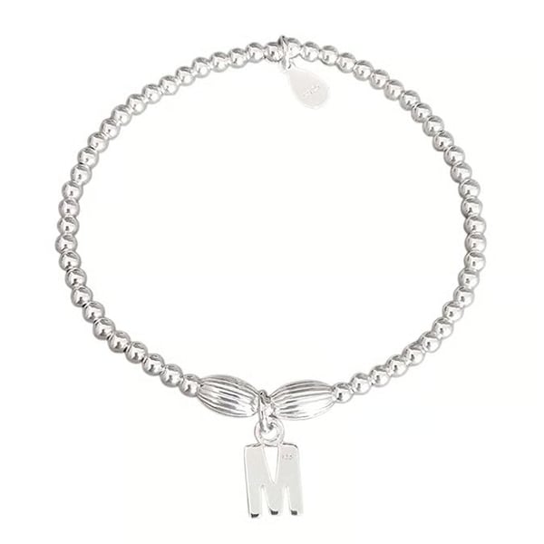 Sterling Silver Initial Charm Stretch Personalised Bracelet 