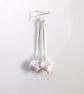Earrings, Sterling Silver Bar Droppers with White Pearls - Image 10