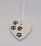 Paw print embossed clay heart hanging decoration, gift for a cat or dog lover  - Image 4