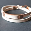 Leather wrap bracelet rose gold white