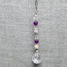 Suncatcher – Purple, Clear, and Silver, with Chain and Crystal Drop