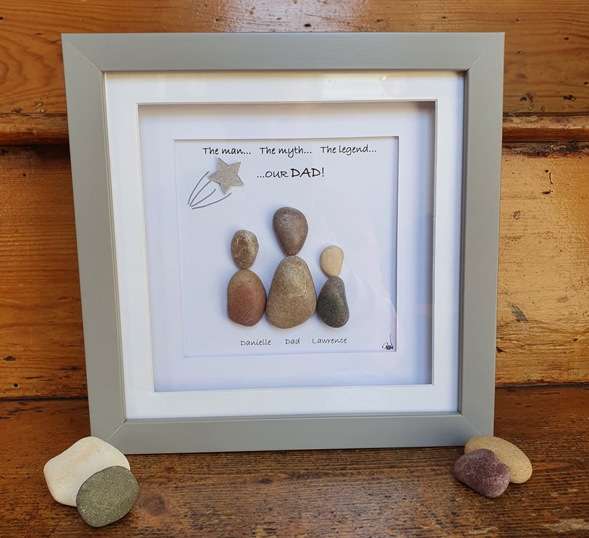 Personalised Dad, Grandad, Step-Dad Pebble Picture 8" x 8"