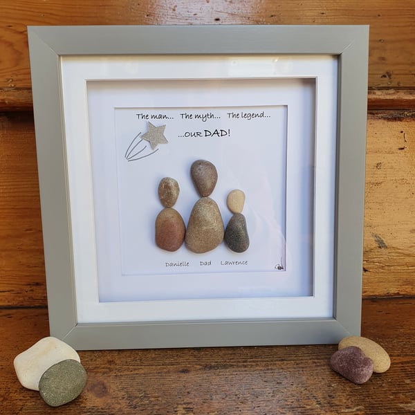 Personalised Dad, Grandad, Step-Dad Pebble Picture 8" x 8"
