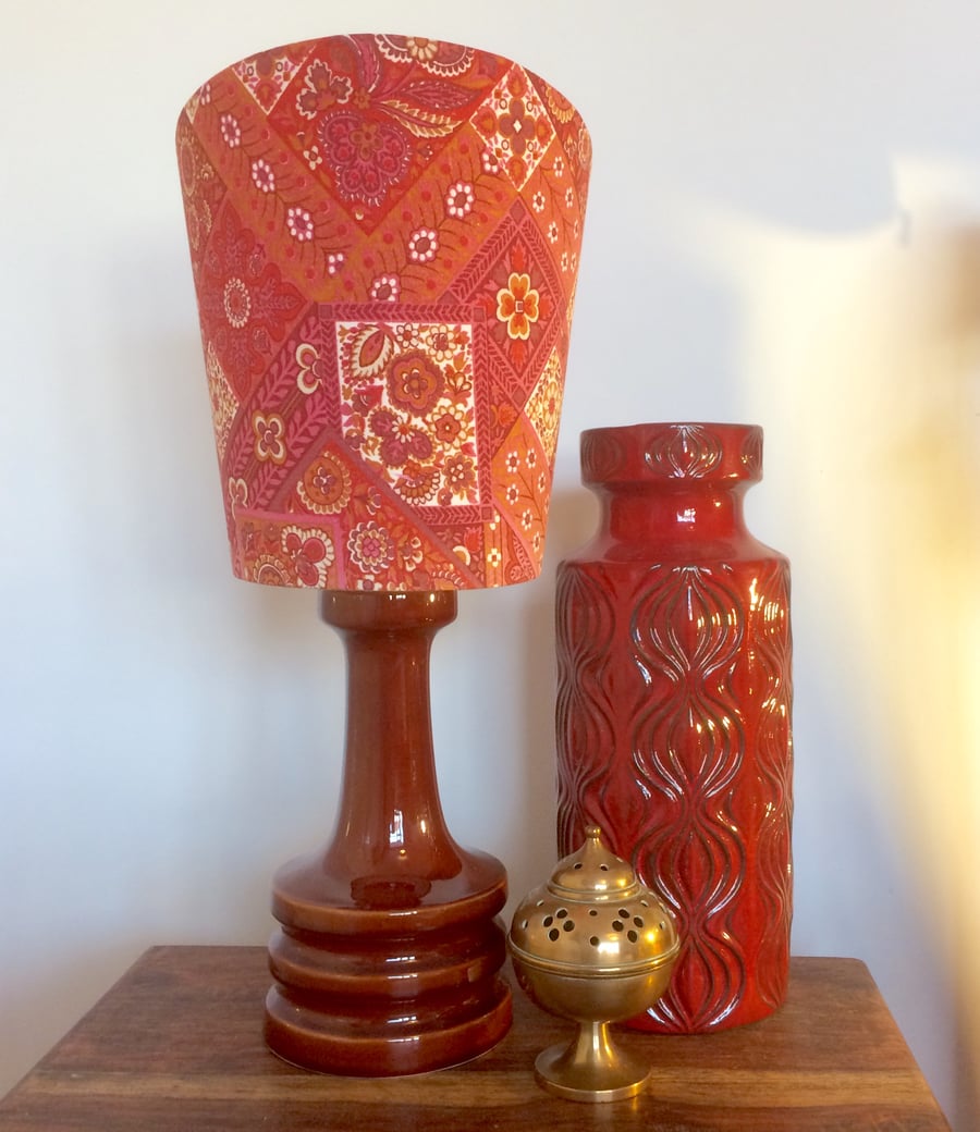  READY to POST Red BOKARA a 70s Wardle Vintage Fabric Lampshade option 