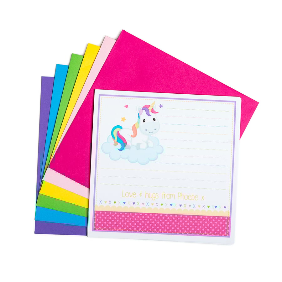 Personalised Unicorn Notecards - pack of 6