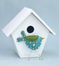 Fused Glass Turquoise Spotty Bird Decoration - Image 4
