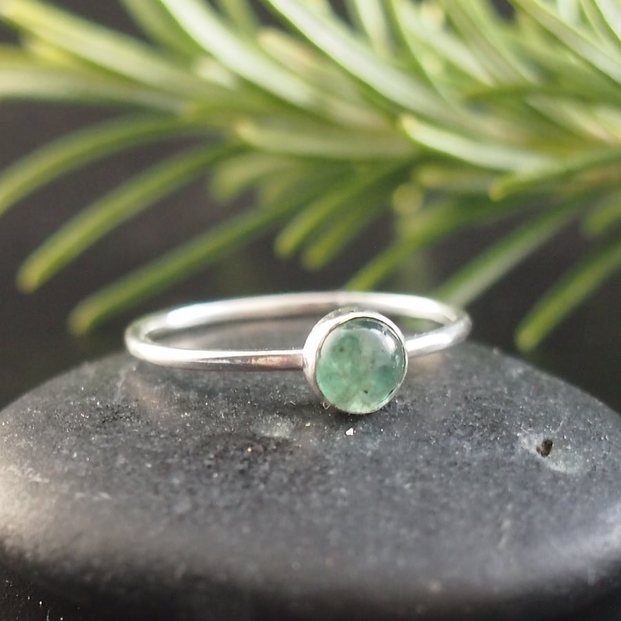 Emerald and Sterling Silver Ring.