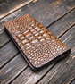 Handmade Croc Texture Long Leather Wallet with Coin Pocket - Image 2