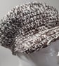 Woollen Crochet Baker Boy Cap in Brown and Cream with Dark Brown Lining - Image 3