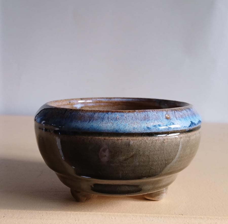Handmade Stoneware Planter Wheel Thrown Wabi Sabi Ceramic Pot (11cm)