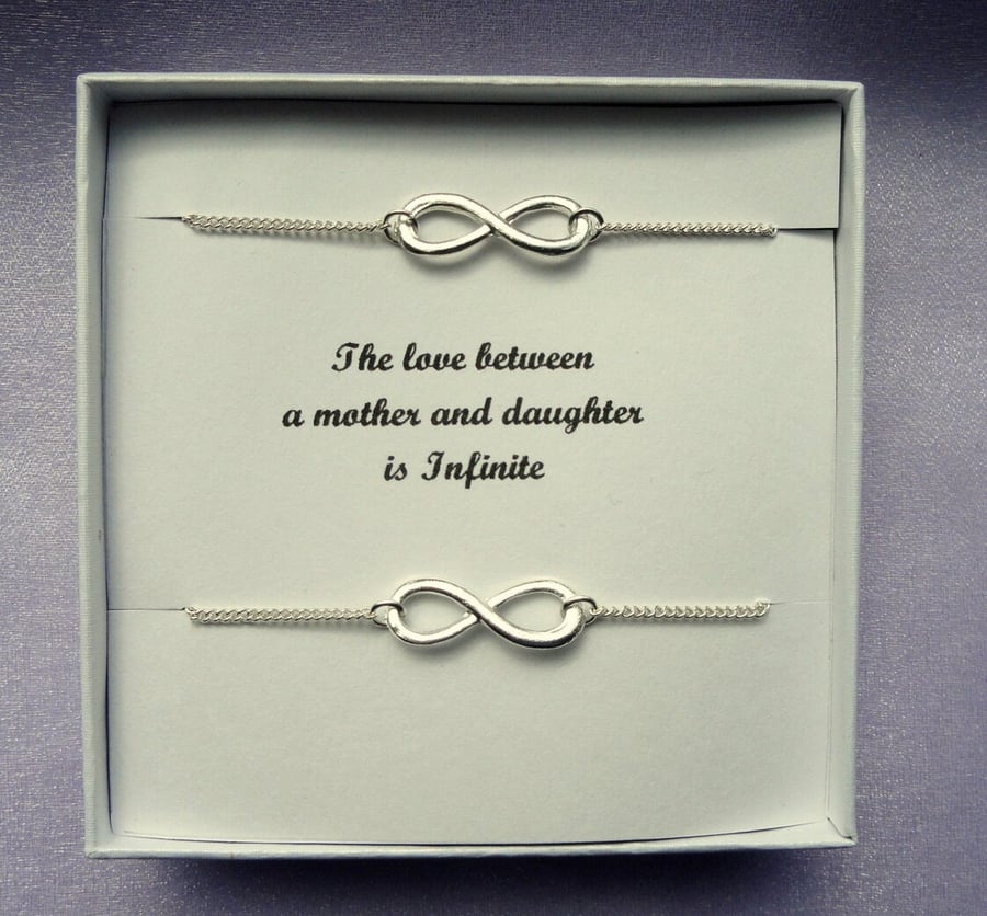 Mother daughter gift, Two infinity anklets