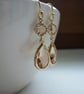 PEACH AND GOLD FACETED DROP EARRINGS. - Image 2