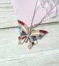 Red, blue, silver butterfly pendant, handpainted butterfly necklace for women  - Image 4