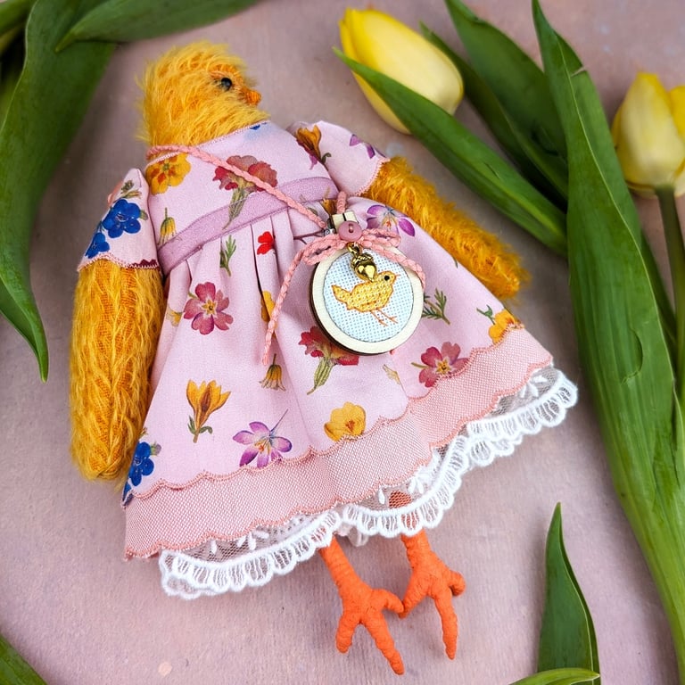 Tam,  A  Tiny Easter Chick Folk Art Doll