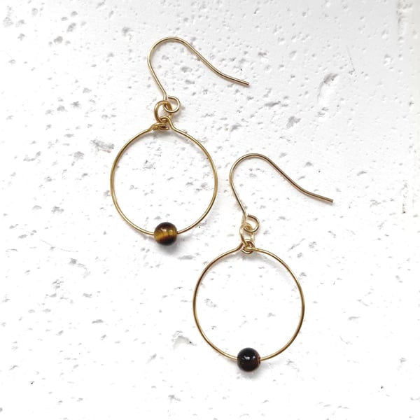 Small Cosmo Hoops - Tiger's Eye