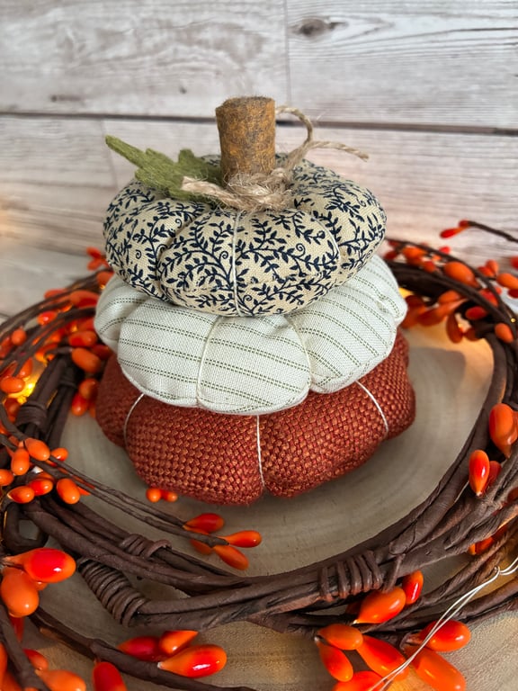 Autumn decoration, Fabric Pumpkins, Fabric Pumpkin Stack, Autumn Pumpkins