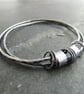 Double silver bangle set, Fidget bangle with spinner rings - Image 2