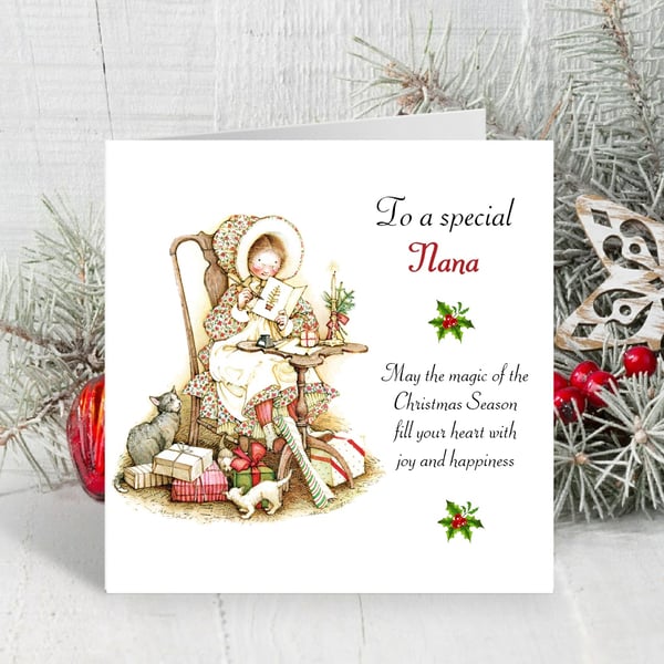 Personalised Holly Hobbie Christmas Card. Design 3