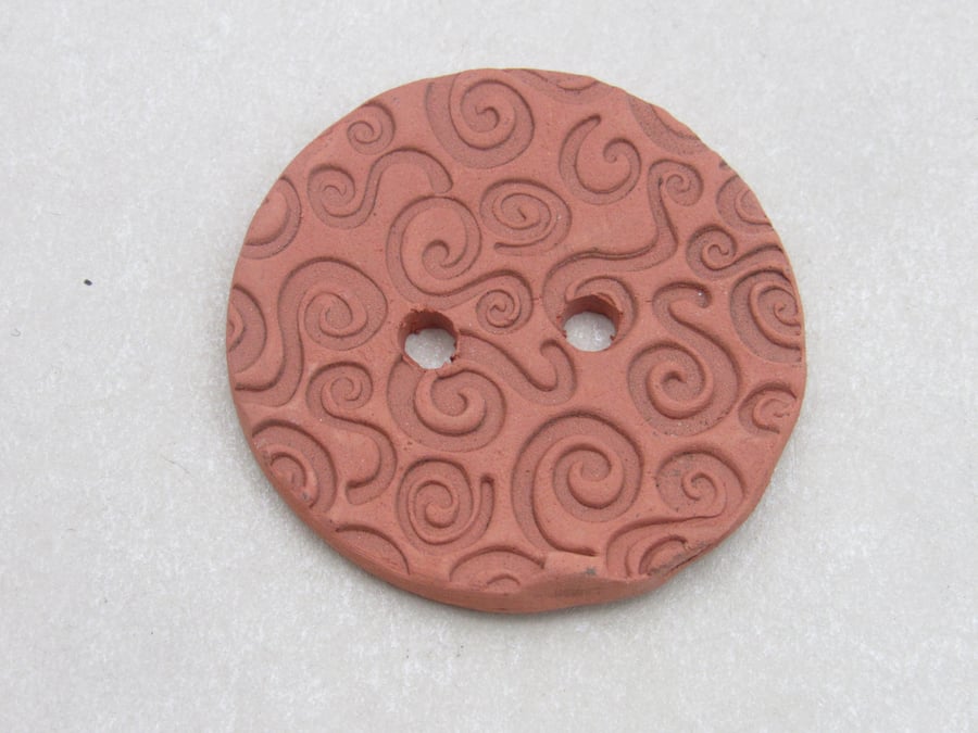 Large Spiral Texture Terracotta Button