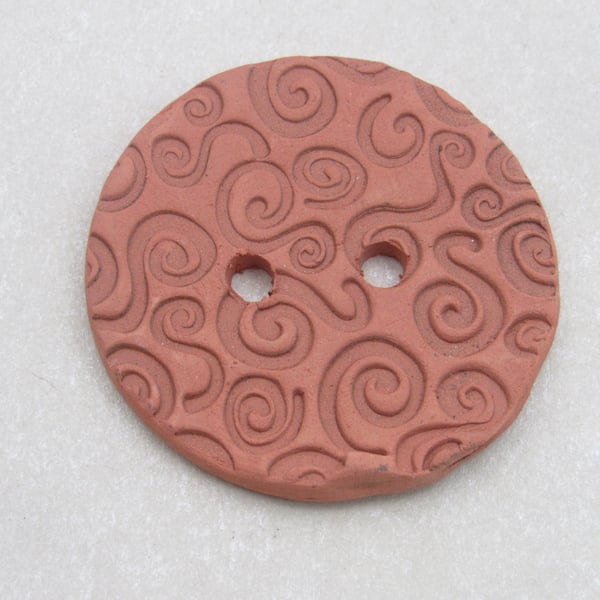 Large Spiral Texture Terracotta Button